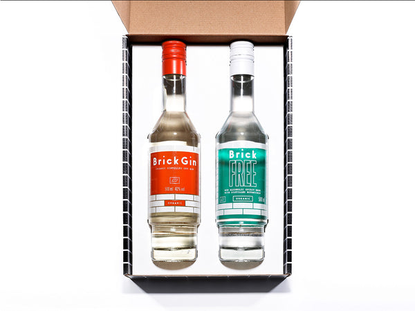 Einblick in Geschenkset - Brick Gin und Brick Free als Geschenk